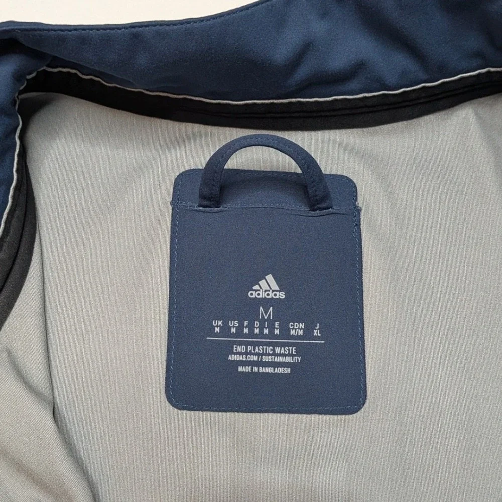 Adidas RAIN.RDY Golf Rain Jacket Men's M Navy Blue Waterproof 1/4 Zip Pullover